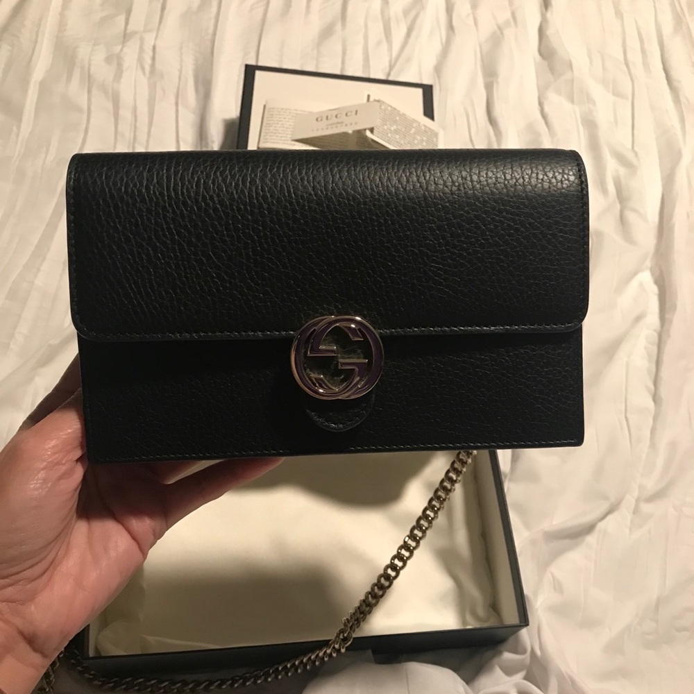 NEW IN BOX Black Gucci Wallet on Chain WOC